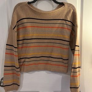 Long sleeve knitted sweater with multicolor stripes